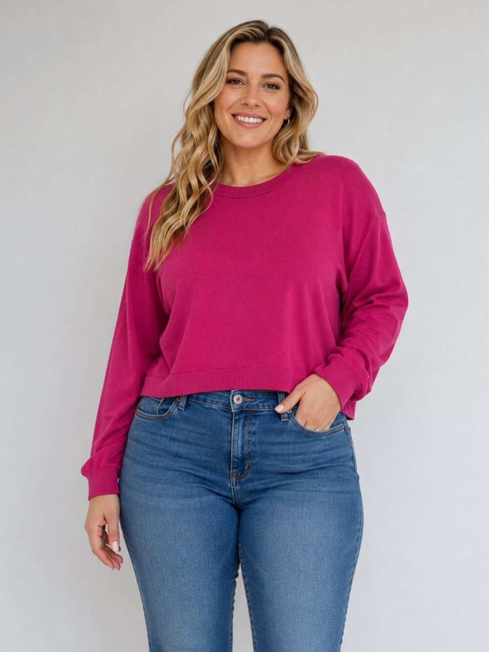 Banana Republic Women's Pink Fine Knit Sweater Size XL Long Sleeve Crew Neck